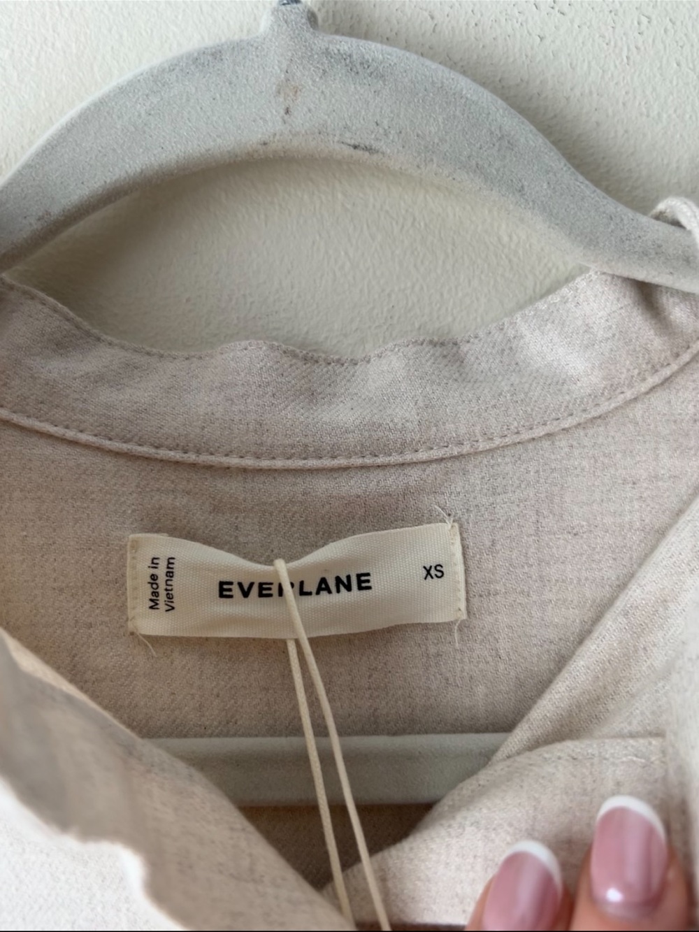 Everlane 100% Organic Cotton Flannel Shirt Button Up Heathered Oat XS - Picture 9 of 12